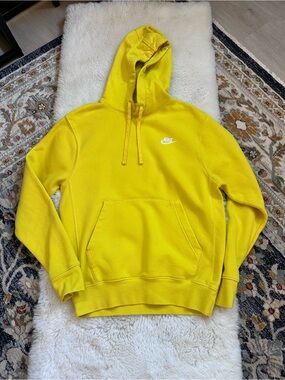 Nike Yellow Pullover Hoodie with White Logo